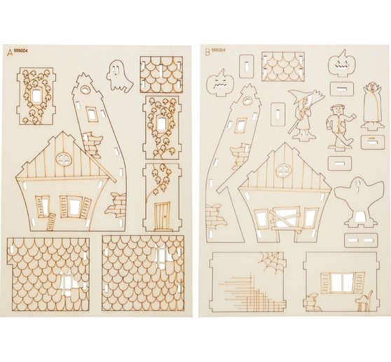 D&eacute;coration &agrave; embo&icirc;ter en bois &laquo; Maison d&rsquo;Halloween &raquo;