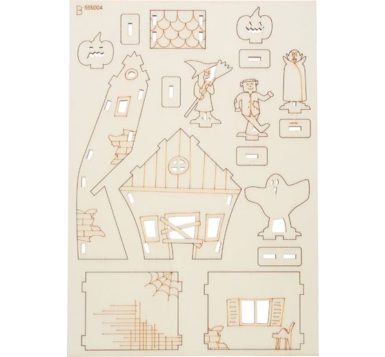 D&eacute;coration &agrave; embo&icirc;ter en bois &laquo; Maison d&rsquo;Halloween &raquo;