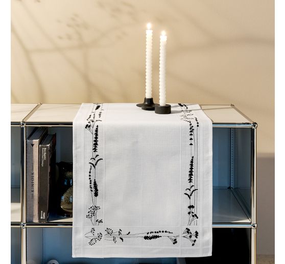 Kit de broderie au point de croix compt&eacute; &laquo; Chemin de table herbes &raquo;