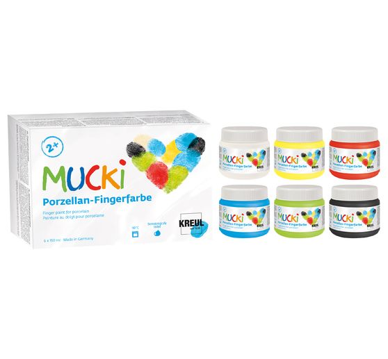MUCKI porcelain finger paint, 6 x 150 ml