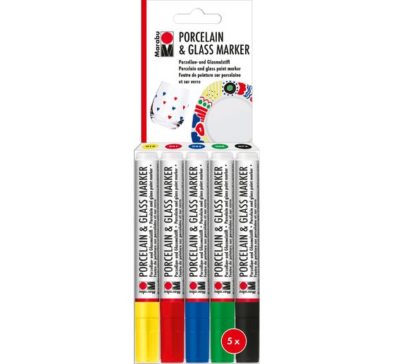 Set de marqueurs Marabu Porcelain & Glass, 5 x 3 mm