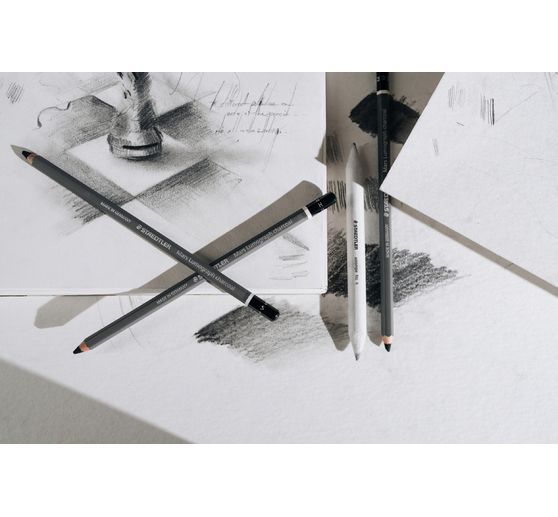 Crayons fusain STAEDTLER &laquo; Mars Lumograph &raquo; charcoal 100C, 4 pi&egrave;ces