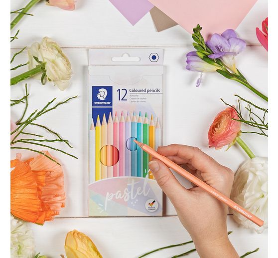 Crayons de couleur STAEDTLER &laquo; Pastel &raquo;, 12 couleurs
