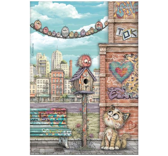 Assortiment de soies de paille &agrave; motifs Stamperia &laquo; Furry Friends 2 &raquo;, DIN A4, set de 6 pi&egrave;ces
