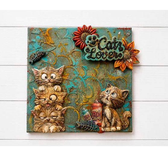Moule en silicone A5 Stamperia &laquo; Furry Friends 2 - Cats &raquo;