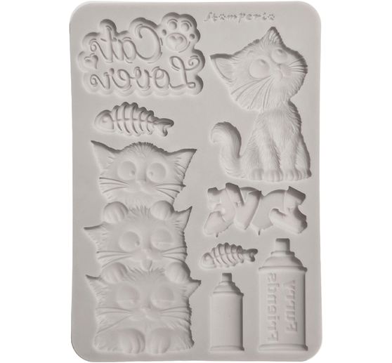 Moule en silicone A5 Stamperia &laquo; Furry Friends 2 - Cats &raquo;