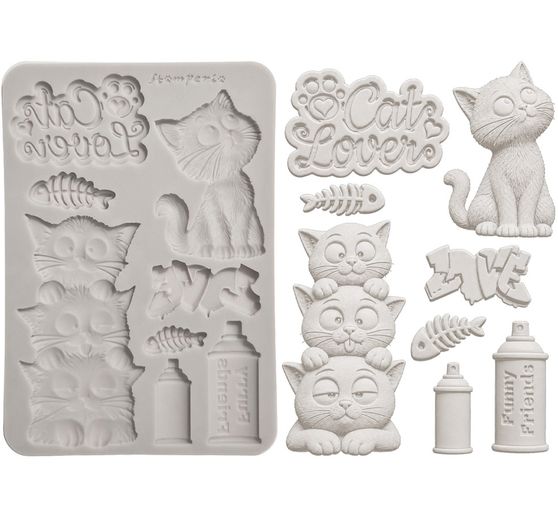 Moule en silicone A5 Stamperia &laquo; Furry Friends 2 - Cats &raquo;