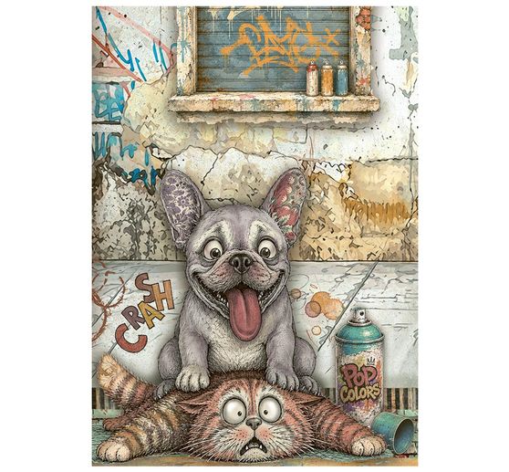 Assortiment de soies de paille &agrave; motifs Stamperia &laquo; Furry Friends 2 &raquo;, DIN A6, set de 8 pi&egrave;ces