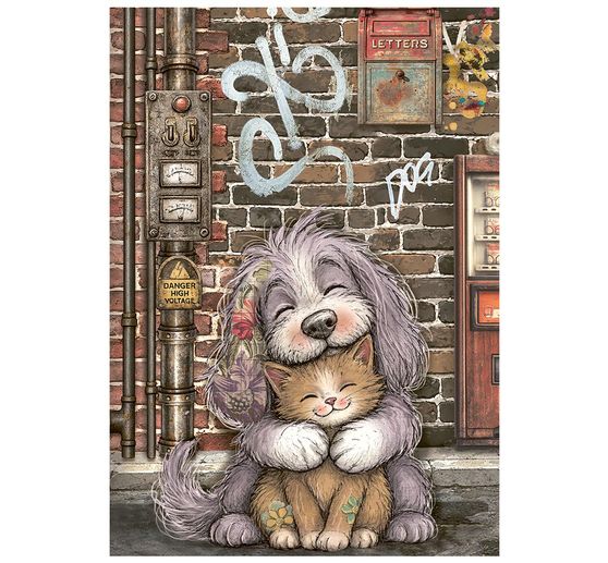 Assortiment de soies de paille &agrave; motifs Stamperia &laquo; Furry Friends 2 &raquo;, DIN A6, set de 8 pi&egrave;ces