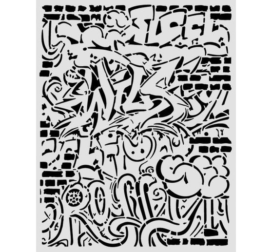 Pochoir Stamperia &laquo; Furry Friends 2 - Graffiti &raquo;, 20 x 25 cm