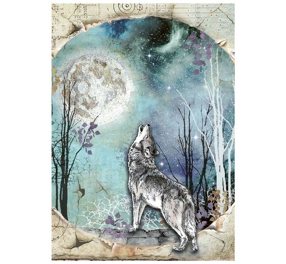 Assortiment de soies de paille &agrave; motifs Stamperia &laquo; Cosmos &raquo;, DIN A6, set de 8 pi&egrave;ces