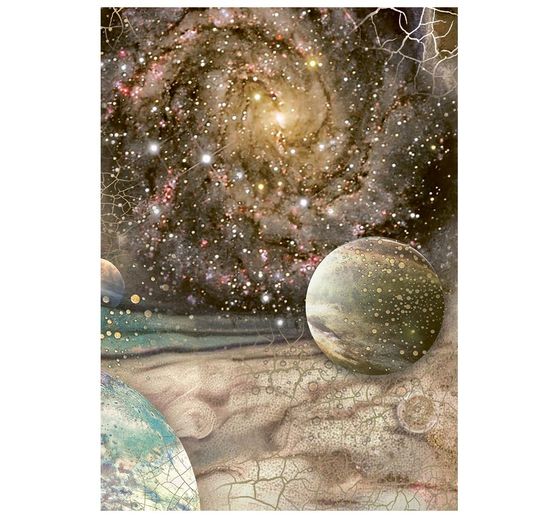 Soie de paille &agrave; motifs backgrounds Stamperia &laquo; Cosmos &raquo;, DIN A6, set de 8 pi&egrave;ces