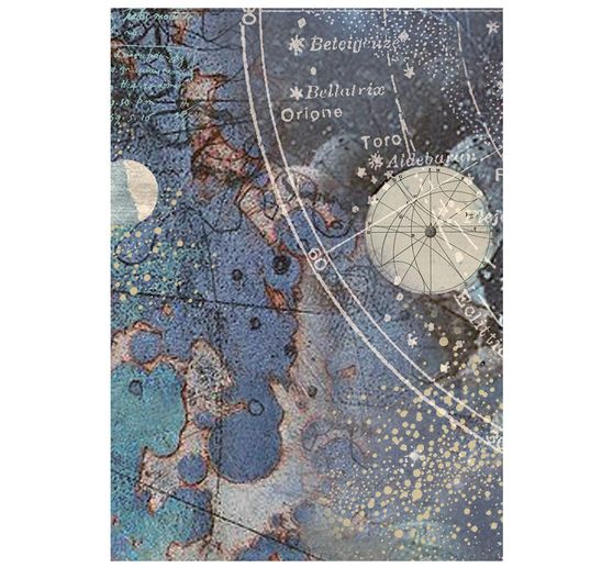 Soie de paille &agrave; motifs backgrounds Stamperia &laquo; Cosmos &raquo;, DIN A6, set de 8 pi&egrave;ces