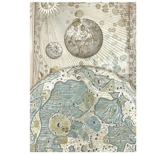 Soie de paille &agrave; motifs backgrounds Stamperia &laquo; Cosmos &raquo;, DIN A6, set de 8 pi&egrave;ces