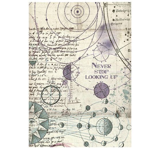 Soie de paille &agrave; motifs backgrounds Stamperia &laquo; Cosmos &raquo;, DIN A6, set de 8 pi&egrave;ces