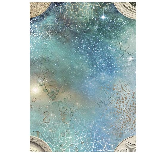 Soie de paille &agrave; motifs backgrounds Stamperia &laquo; Cosmos &raquo;, DIN A6, set de 8 pi&egrave;ces