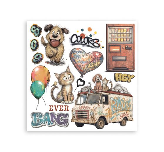 Assortiment de Rub On Stamperia &laquo; Furry Friends 2 &raquo;