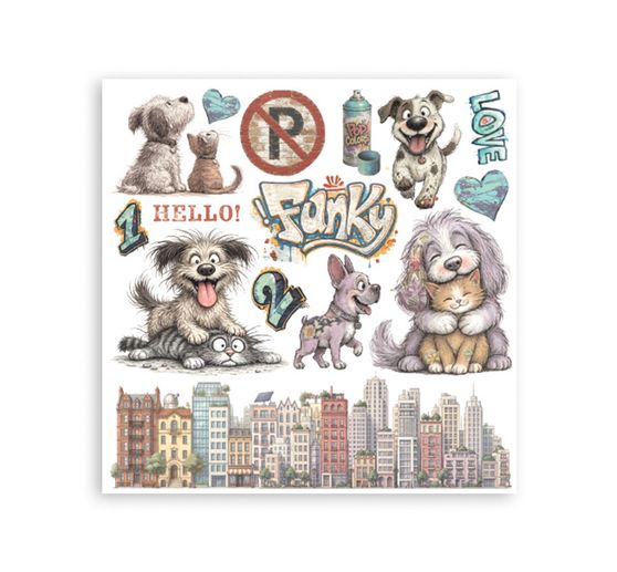 Assortiment de Rub On Stamperia &laquo; Furry Friends 2 &raquo;