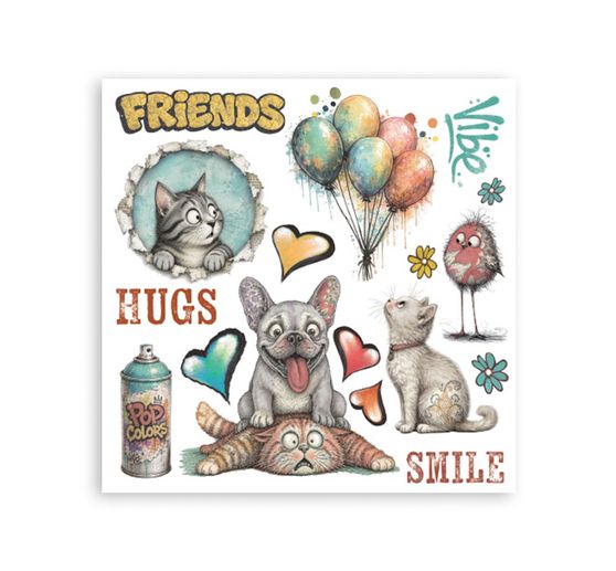 Assortiment de Rub On Stamperia &laquo; Furry Friends 2 &raquo;