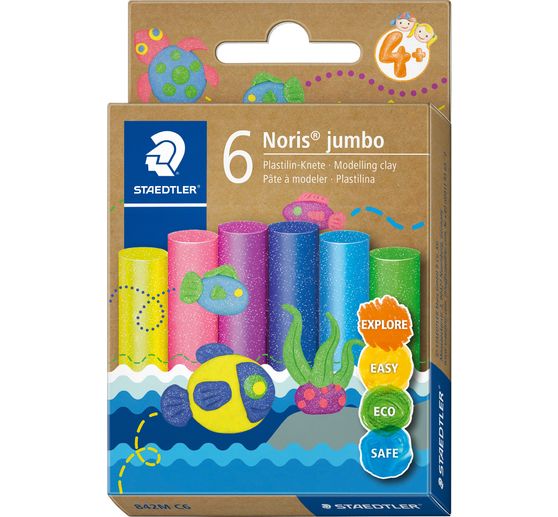 P&acirc;te &agrave; modeler STAEDTLER &laquo; Noris jumbo - Glitter &raquo;, 6 couleurs