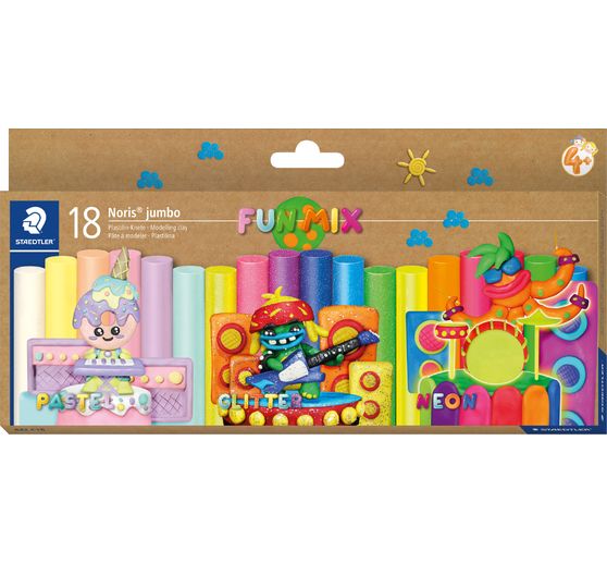 P&acirc;te &agrave; modeler STAEDTLER &laquo; Noris jumbo - FunMix &raquo;, 18 couleurs