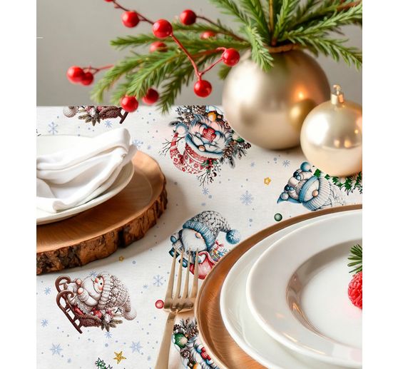 Tissu &agrave; motif aspect lin au m&egrave;tre &laquo; Christmas Wonderland &raquo;