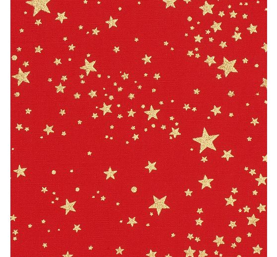 Tissu en popeline de coton hot foil au m&egrave;tre &laquo; Petites &eacute;toiles &ndash; Rouge &raquo;