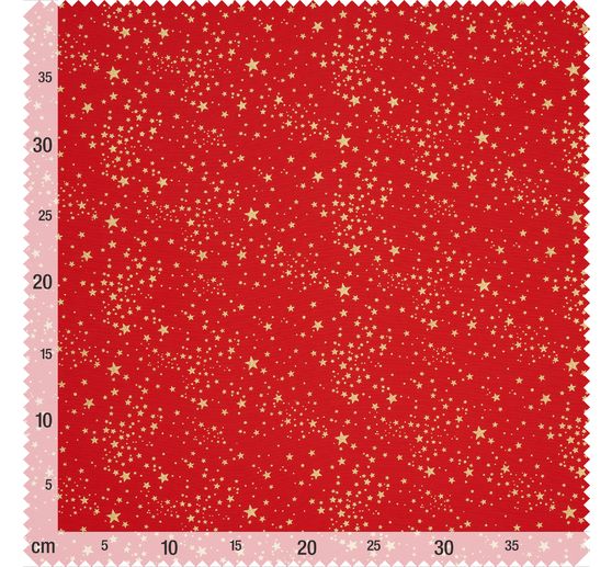 Tissu en popeline de coton hot foil au m&egrave;tre &laquo; Petites &eacute;toiles &ndash; Rouge &raquo;