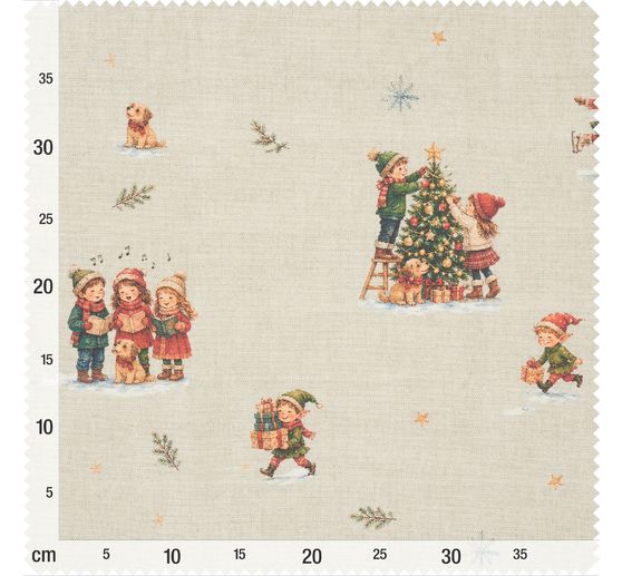 Cotton fabric "Christmas Children Nostalgia", acrylic coated