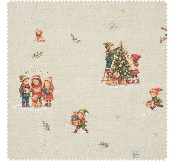 Cotton fabric "Christmas Children Nostalgia", acrylic coated