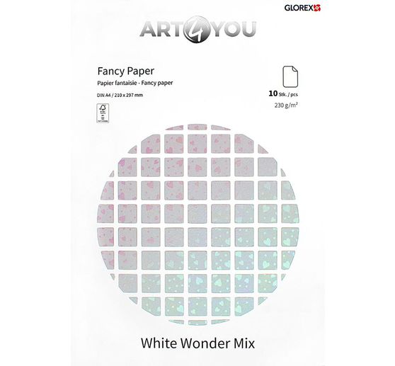 Papier cr&eacute;atif &laquo; White Wonder Mix &raquo;, A4, 10 feuilles