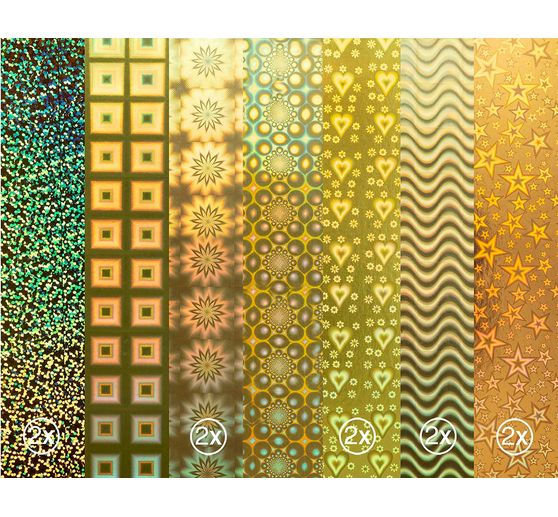 Carton miroir &laquo; Golden Holographic Mix &raquo;, A4, 12 feuilles