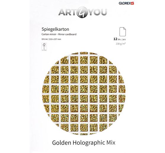 Carton miroir &laquo; Golden Holographic Mix &raquo;, A4, 12 feuilles