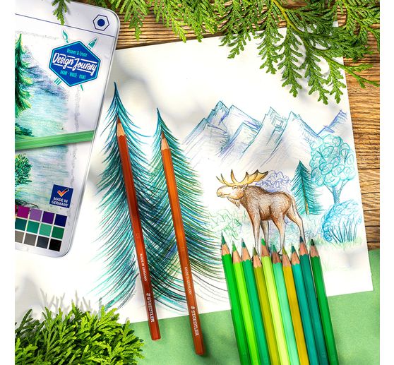 Crayons de couleur STAEDTLER dans une bo&icirc;te en m&eacute;tal
