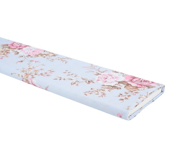 Tissu imprimé aspect lin au mètre « Rakel, Bleu »