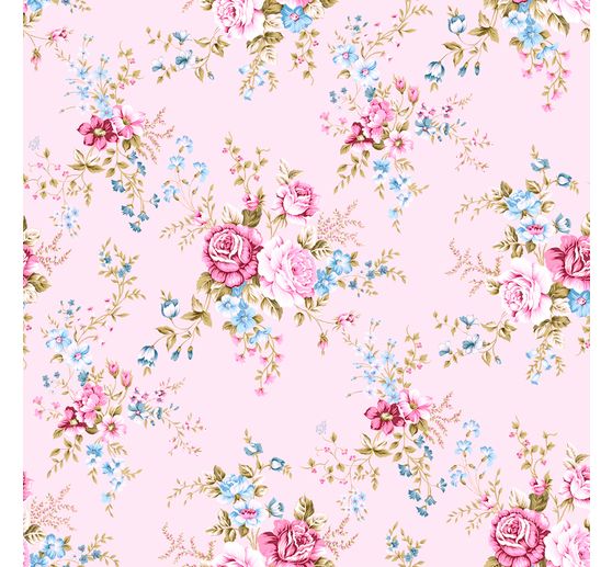 Tissu imprimé aspect lin au mètre « Rakel, Rose »