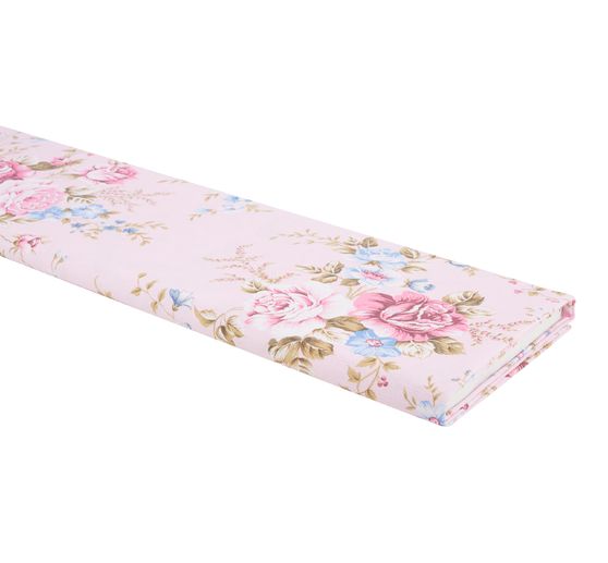 Tissu imprimé aspect lin au mètre « Rakel, Rose »