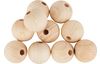 Perles en bois percées, Ø 15 mm