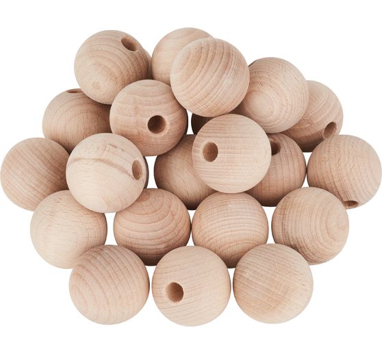Perles en bois demi-percées, Ø 35 mm