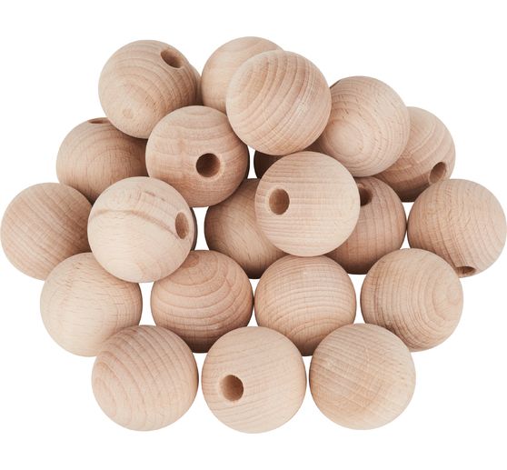 Perles en bois demi-percées VBS « Ø 35 mm »