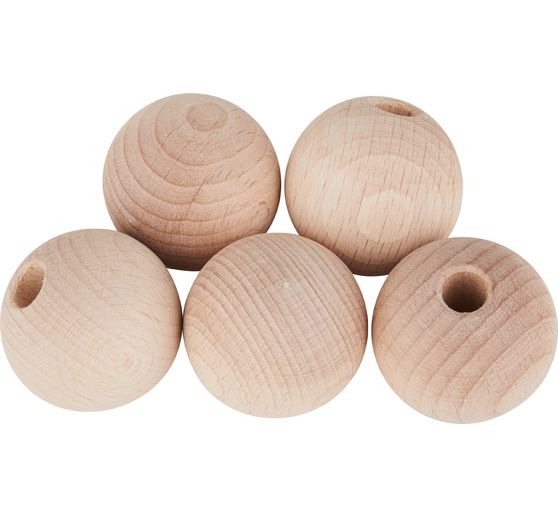 Perles en bois demi-percées VBS « Ø 35 mm »