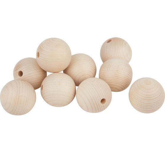 Perles en bois demi-percées, Ø 60 mm