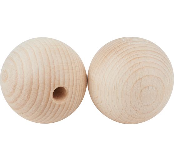 Perles en bois demi-percées, Ø 60 mm