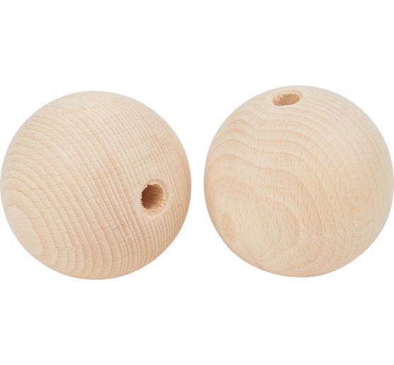 Perles en bois demi-percées, Ø 70 mm