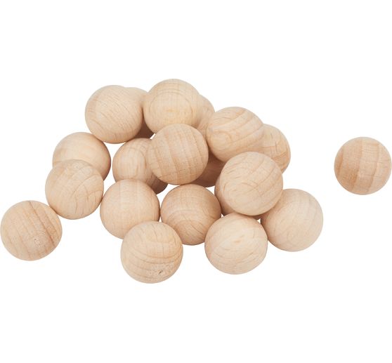Perles en bois non percées, Ø 12 mm
