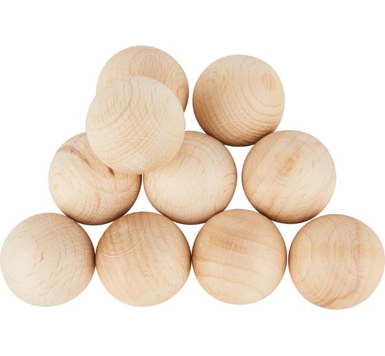 Perles en bois non percées, Ø 25 mm