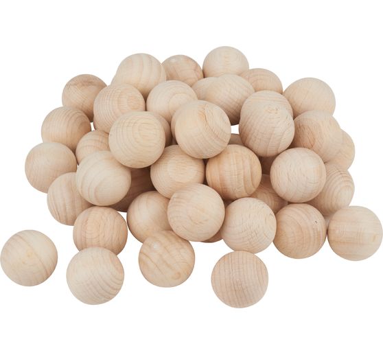 Perles en bois non percées VBS « Ø 25 mm »