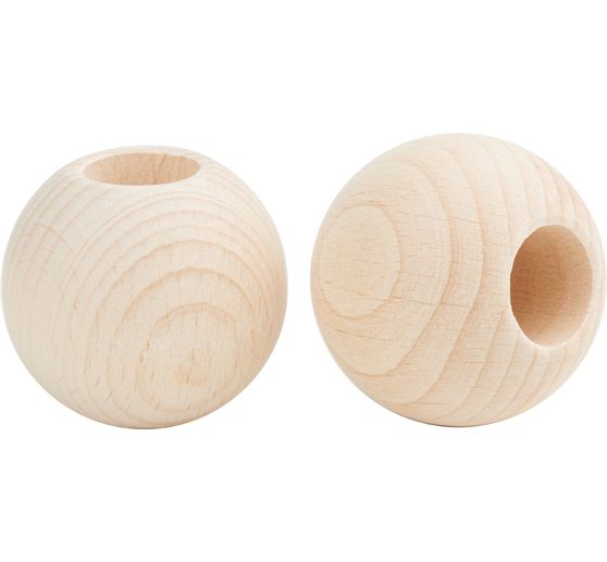 Boules en bois pour modélisme, Ø 40 - Ø trou 5 mm - paquet 50 boules  51410040