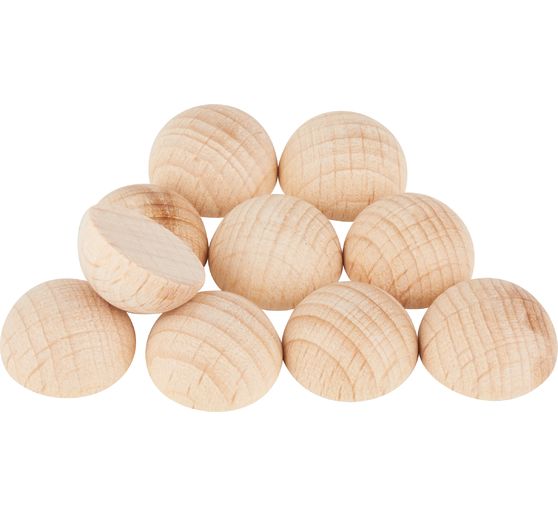 VBS Wooden hemispheres without hole, 10 pieces