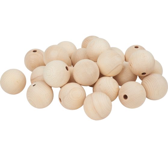 Perles en bois demi-percées, Ø 50 mm